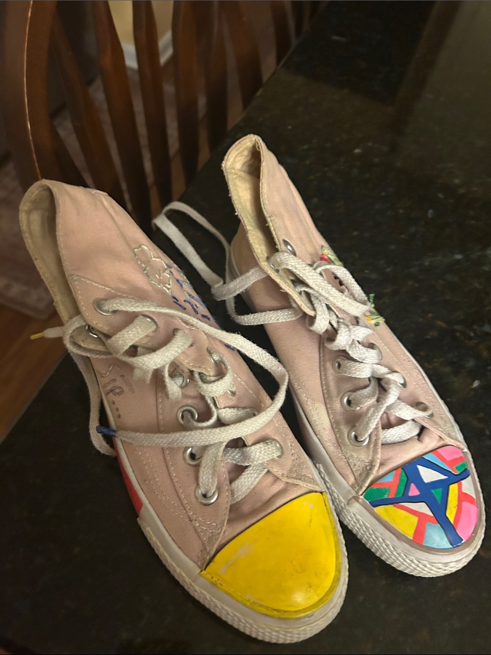 Airwalk Pink High-Top Sneakers with Yellow and Multicolor Toe